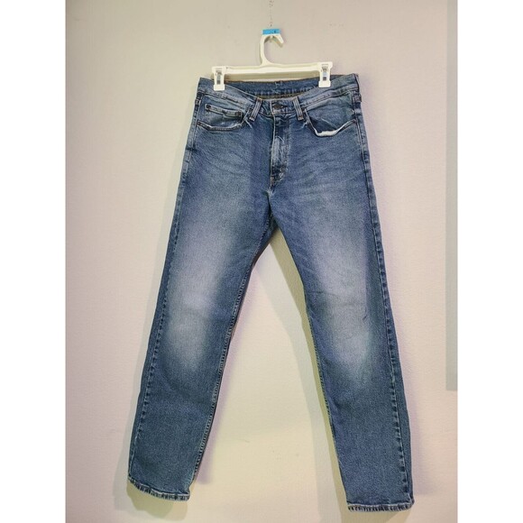 Levis 505 Jeans Mens 34x32 Blue Denim Regular Straight Leg Stretch Retro - Picture 1 of 7